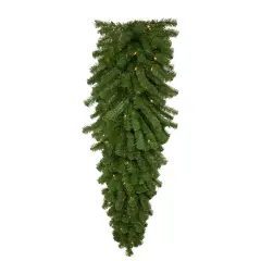 Northlight 54" Pre-Lit Deluxe Dorchester Pine Artificial Christmas Teardrop Swag, Clear Lights Green