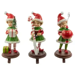 Northlight Standing Christmas Elves Stocking Holders - 8.5" - Set of 3 Green