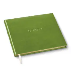 Gallery Leather Birthday Guest Book for Party Celebrations - Hardcover, Bound Leather Sign in Guest Book with 192 Lined Pages for Messages & Photos - 7" x 9" Acadia Lime