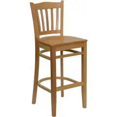 Emma and Oliver Vertical Slat Back Wooden Restaurant Dining Barstool NaturalWood