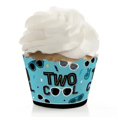 Big Dot of Happiness Two Cool - Boy - Blue 2nd Birthday Party Decorations - Party Cupcake Wrappers - Set of 12