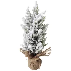 Northlight Heavily Flocked Pine Christmas Tree in Burlap Base - 12.5" Green