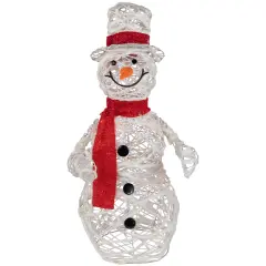 Northlight Lighted Glittered Rattan Snowman Outdoor Christmas Decoration - 28" - Clear Lights White