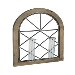 Cathedral Style Wall Flower Sconce With Dual Glass Bud Vases