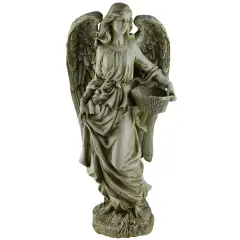 Roman Joseph's Studio Angel with Basket Outdoor Garden Statue - 17.75" Green