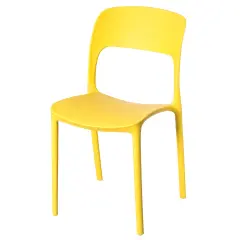 Modern Plastic Outdoor Dining Chair with Open Curved Back Single Yellow