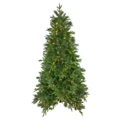 Northlight Real Touch&trade;️ Pre-Lit Full Rosemary Emerald Angel Pine Artificial Christmas Tree - 9' - Clear LED Lights Green