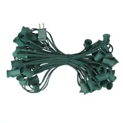 Northlight Commercial Grade C9 Christmas Light Socket Set - 50' Green Wire - 18 Gauge