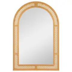 Northlight 36" Arched Lattice Weaved Decorative Wall Mirror Beige