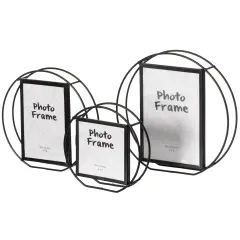 Modern Circle Shape Black Metal Decor Photo Frame for Tabletop Display