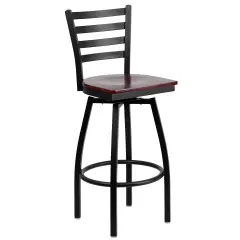 Emma and Oliver Ladder Back Swivel Metal Restaurant Dining Barstool Mahogany/BlackMetal