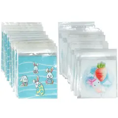 Wrapables Transparent Self-Adhesive 4" x 4" Candy and Cookie Bags, Favor Treat Bags for Parties and Wedding (200pcs) Bunnies