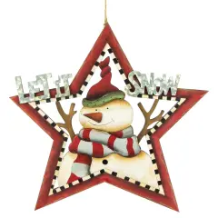 Northlight 13.25""Let it Snow" Snowman Star Hanging Christmas Sign White