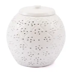 Zuo D&eacute;cor Floral Covered Jar White