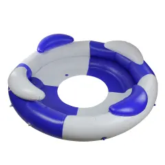 Swim Central 84" Inflatable Blue And White Sofa Island Swimming Pool Lounger