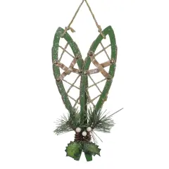 Gerson 12" Green Hanging Snowshoe Christmas Wall Decoration