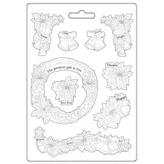 Stamperia Soft Maxi Mould A5-Poinsettia And Garlands