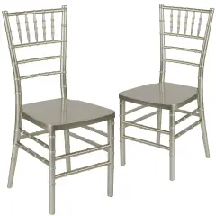 Emma and Oliver 2 Pack PREMIUM Resin Stacking Chiavari Chair Champagne