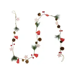 Northlight Pre-Lit Battery Operated Stars and Trees Christmas Garland - 6' - Warm White Red