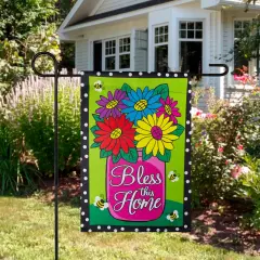 Northlight Bless this Home Bouquet with Vase Outdoor Garden Flag 12.5" x 18" Green
