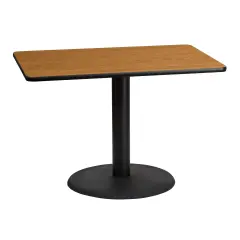 Emma and Oliver 30"x42" Rectangular Laminate Table with 24" Round Table Base Natural