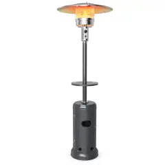 Outdoor Heater Propane Standing LP Gas Steel with Table & Wheels Grey