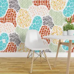 Pre-Pasted Wallpaper 2FT Wide Abstract Jungle Animal Nature Zebra Leopard Cow Kitsch Custom Pre-pasted Wallpaper by Spoonflower