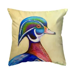 Betsy Drake Mr. Wood Duck Small Noncorded Pillow 12x12 Multicolor