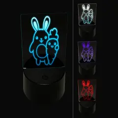 Bunny Carrot Friends Easter 3D Illusion LED Night Light Sign Nightstand Desk Lamp