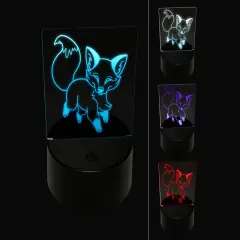 Playful Chibi Fox 3D Illusion LED Night Light Sign Nightstand Desk Lamp