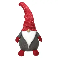 Northlight Gnome with Tall Bendable Hat Christmas Decoration - 22" - Grey and Red