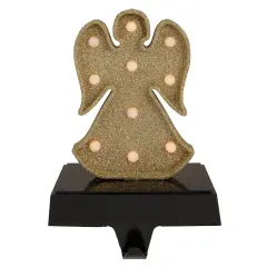 Northlight LED Lighted Glittered Angel Christmas Stocking Holder - 7" - Gold Finish