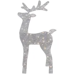 Northlight LED Lighted Glitter Reindeer Outdoor Christmas Decoration - 39.5" - Warm White Silver