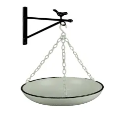 Black and White Enamel Metal Wall Mounted Bowl and Bracket