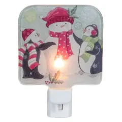 Northlight Snowman and Penguins Glass Christmas Night Light - 4" Multi