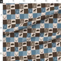 Various Fabrics by the Yard or Fat Quarter Brown Woodland Bears Patchwork Moose Antlers Wildlife Cabincore Tree Arrows Cheater Quilt Nature Cabin Custom Printed Fabric by Spoonflower