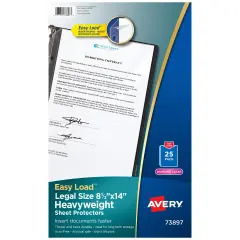 Avery Diamond Clear Heavyweight Sheet Protectors, Holds 8.5" x 14" Sheets, Legal Size, Easy Load, 25ct (73897)