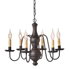 Irvin's Country Tinware Medium Chesterfield Chandelier in Americana Black