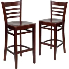 Emma and Oliver Bar Stools |&nbsp;Set of 2 Wood Bar Stools with Back Mahogany