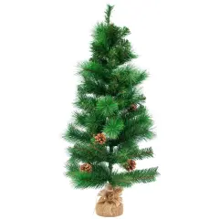 Northlight Mixed Pine and Pine Cones Artificial Christmas Tree in Jute Base - 39" Green