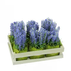 Gallerie II Artificial Lavender Plants in Crate Spring Decoration - 9.5" - Pack of 6 Purple