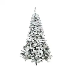 Northlight Pre-Lit Medium Heavily Flocked Pine Artificial Christmas Tree - 7.5' - Multi Lights Green