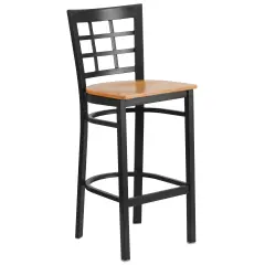 Emma and Oliver Window Back Metal Restaurant Dining Barstool Natural/BlackMetal