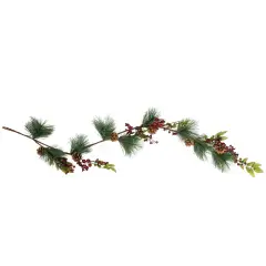 Northlight 4.5' x 5.5" Green and Red Snow Dusted Artificial Christmas Garland - Unlit