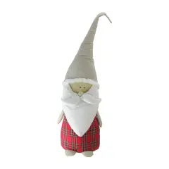 Northlight Plaid Blushing Santa Gnome Figure - 19" - Red and White