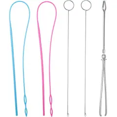 6 Pieces Sewing Loop Kit, Include Loop Turner Hook Flexible Drawstring Threader Metal Tweezers Long Loop Turner Tool with Latch for Fabric Belts Strips DIY Knitting Accessories