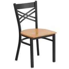 Emma and Oliver "X" Back Metal Restaurant Dining Chair Natural/BlackMetal