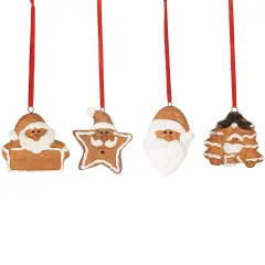 Northlight Set of 4 Santa Claus Gingerbread Christmas Ornaments 2.5" Brown