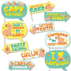Big Dot of Happiness Funny Capy Birthday - Capybara Party Photo Booth Props Kit - 10 Piece