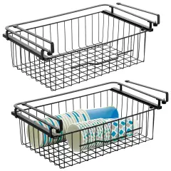 mDesign Large Wire Hanging Pullout Drawer Basket - Attaches to Shelving